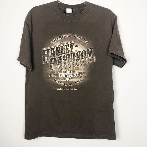 HARLEY DAVIDSON | American Legend Brown Short Sleeve Tee Grand Rapids Size Large - Picture 1 of 8